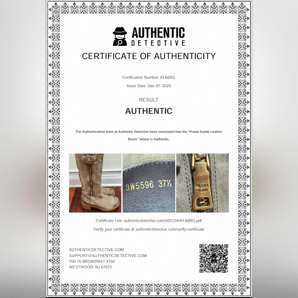 Prada Suede Mid Calf Moto Boots 37.5 Beige Taupe Leather Lined Lug Sole Side Zip - Picture 13 of 15